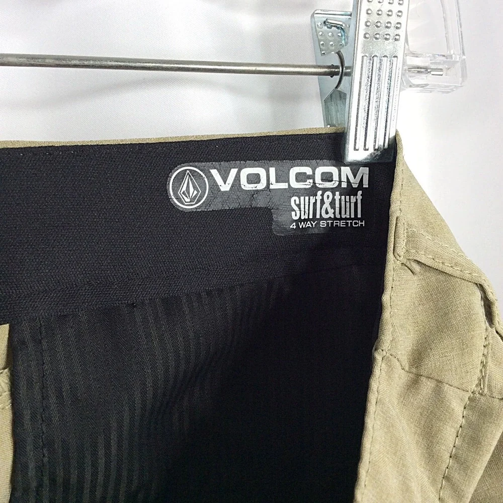 Volcom Surf & Turf 4 Way Stretch Shorts Men's Size 32 Beige Khaki 10